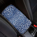 Blue Cheetah Print Arm Rest Cover for Car Soft Car Center Console Cover Non Slip Leoprd Car Interior Accessories Universal Armrest Cushion Protector for SUV Trucks Van Vehicles