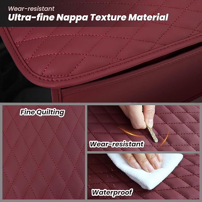 DSCARCovers Upgraded Car Center Console Cover,Microfiber Leather Car Armrest Cover Cushion with 2 Storage Bags,Universal Car Armrest Storage Box Car Interior Accessories for Most Vehicles (Wine red)
