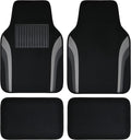 CAR PASS Leather Waterproof Sporty Car Floor Mats Carpet,Universal Automotive Floor Mat Fit for Sedans, Cars, Mid Trucks, Vans, SUV, Set of 4 (Black and Gray)