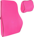HARFINGTON Car Headrest & Lumbar Support Pillow Kit Memory Foam Ergonomic Seat Headrest & Lumbar Cushion for Driving Home Office Car Seat, Rose Red