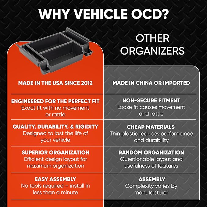Vehicle OCD - Center Console Organizer Tray for Toyota Tundra (2022-2026) / Sequoia (2023-2026) – Made in USA - NOT compatible with center console safe - SLX184