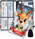 Car Registration Holder, PU Leather Vehicle Glove Box Organizer for Driver License, Document, Car Insurance Holder with Magnetic Shut, Auto Paperwork Wallet Case Accessories, Christmas Reindeer