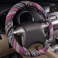 CAR PASS Boho Steering Wheel Cover, Ethnic Flax Cloth Universal Steering Wheel Cover,Anti-Slip Design, Fit 14.5-15 inches for Vehicles,Cars,SUV,Vans