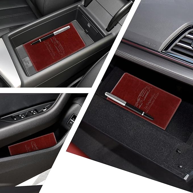 Peisicne Car Registration and Insurance Card Holder for Women Men, Dark Brown Glove Box Paperwork Organizer with Magnetic Buckle for Easy Access and Protect Documents and Various Cards in Vehicle