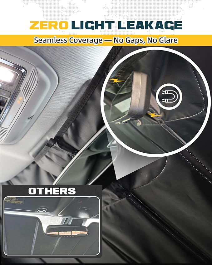 Trumgeta Custom Fit Windshield Sun Shade Fit for Toyota Tacoma 2016-2023, Complete Light & UV Blocking Foldable Sunshade 3rd Gen Tacoma Accessories
