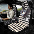Oramclsy American Flag 5 Pack Auto Accessories Set Eagle Car Seat Covers Full Set + Heavy Duty Armrest Pad + Car Seat Belt Pads Universal Size Accessories