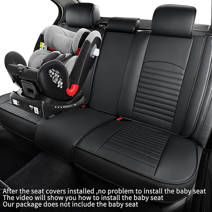 Vankerful Leather Seat Covers for Cars,Car Seat Covers Full Set,Automotive Seat Covers for Trucks,SUV,Leatherette,Universal Fit,Airbag Compatible Vehicles Seats Cushions(Full Set,Black)