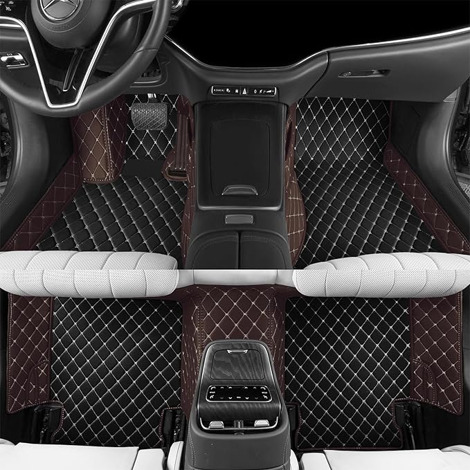 Luxury car Floor mats are for 99% of Vehicle Models,All Weather car Floor mats Provide Comprehensive Protection for Vehicles,Floor mats for car Personalized Customization! (Black-Dark Brown)