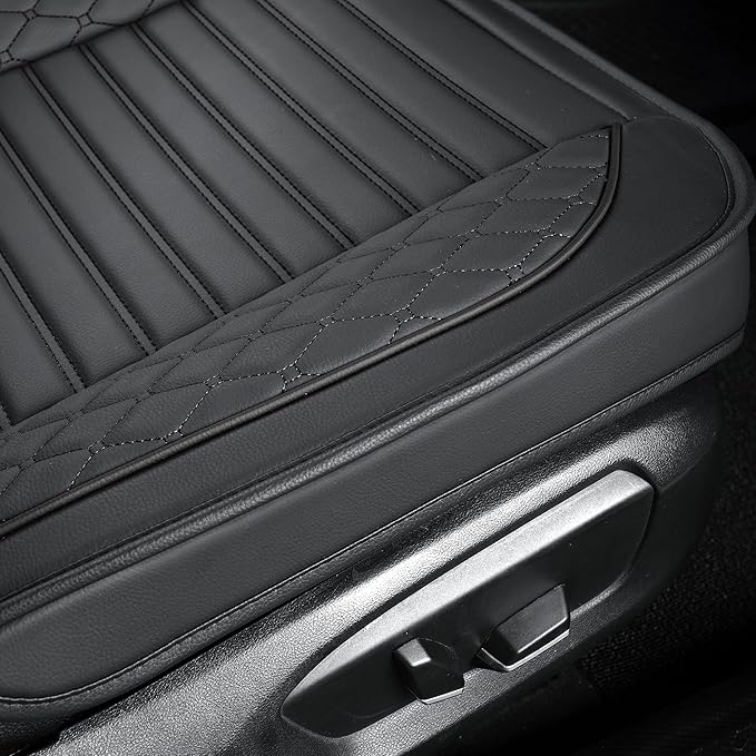 Vankerful Leather Seat Covers for Cars,Car Seat Covers Front Seats Only,Automotive Seat Covers for Trucks,SUV,Leatherette,Universal Fit,Vehicles Seats Cushions(Front Pair,Black)