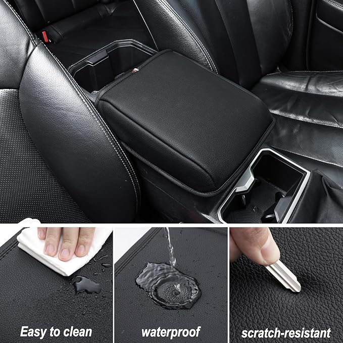 JKCOVER Compatible with 2024 2025 2026 Toyota Tacoma (4th Gen Tacoma) Center Console Armrest Cover Accessories PU Leather Car Anti-Scratch Armrest Cushion Lid Protector