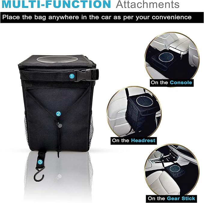 Autobase Trash Can for Car | Truck SUV Trash Bin Large 3 Gallon Size | Road Trip Must Haves | Car Gifts for Dad, Him or Her
