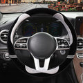 Furry Cute Steering Wheel Cover, Soft Fluffy Short Plush Auto Accessories, Non-Slip Cold-Proof Sweat-Proof Colorfast, Universal 15 inch(Black with Gray)