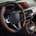 WOCOCN 2pcs Car Steering Wheel Cover,Anti-Skid Carbon Fiber Steering Wheel Protector for Men Women,Multiple Color Options,Universal for Most Car Interiors Accessories (Brown)