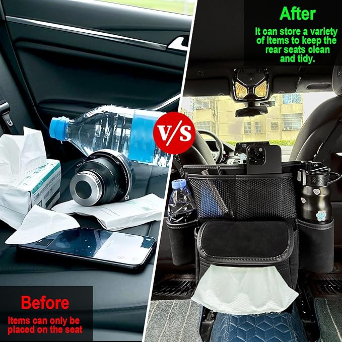 Car Handbag Holder Between Seats Suede Large Capacity Car Purse Holder Automotive Consoles