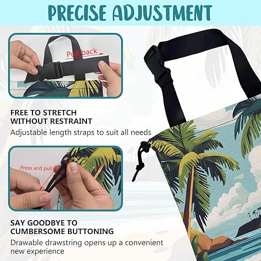 KXWQTRDD Car Garbage Bag Tropical Beach Palm Trees Drawstring Car Trash Bag Hanging for Back Seat with Adjustable Buckle Canvas Vehicle Trash Can Easy-to-Install