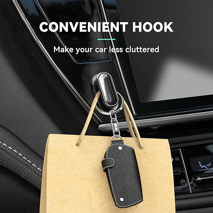 4 PCS Car Mini Hooks, Strong Self-Adhesive Backseat Hangers, Universal Hook Stickers for Key Charging Cable Earphone Car Interior Accessories (Glossy)