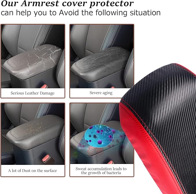 SKTU for 2022 2023 2024 2025 2026 Ford Maverick Armrest Cover 2022-2026 Maverick Center Console Cover Maverick Armrest Pad 2023 2024 2025 2026 Maverick Accessories Center Console Cushion (Red Line)