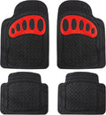 FH Group Automotive Floor Mats - Heavy-Duty Footprint Design Rubber Floor Mats for Cars, Universal Fit Full Set, Climaproof Floor Mats, Trimmable Floor Mats for Most Sedan, SUV, Truck Floor Mats Red