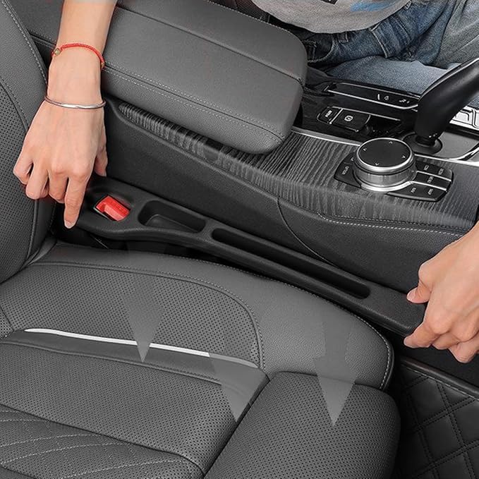 2 Pack No Drop Car Seat Gap Filler Guard, Stopper/Catcher to Fill the Gap between Seat and Console Black Car Crevice Inbetween Blocker Plug Space Pad X01