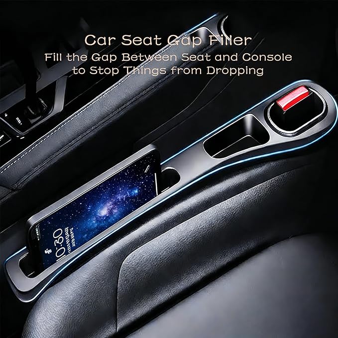 AFSONGOO 2 Pack Car Seat Gap Filler, Universal Fit PU Car Seat Gap Plug to Fill The Gap Between Seat and Console, Car Seat Crevice Blocker Stop Things from Dropping (Red)