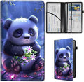 Qindaiwen Car Registration and Insurance Holder, Vehicle Card Document Elastic Band Closure Glove Box Organizer, Driver License Cards, Car Accessories for Essential Info, Lovely Panda