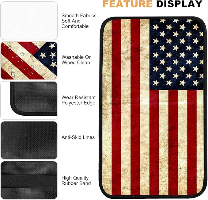 Adastrah Auto Center Console Pad,American Flag 1 Auto Armrest Pad Seat Box Cushion,Armrest Cover Protector for Vehicle SUV Truck Car