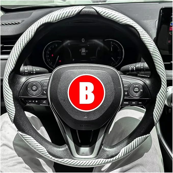 3PCS Universal Car Steering Wheel Cover - Warm Winter 38cm Round Glossy Laser Carbon Fiber fit for Interior Accessories(3PCS White)