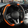 Binsheo Microfiber Leather Steering Wheel Cover Large for Ford F150 F250 F350 RAM 4Runner Tacoma Tundra Range Rover Model X Model S, Breathable, Anti Slip, 15.5 inch to 16 inch, Black with Orange