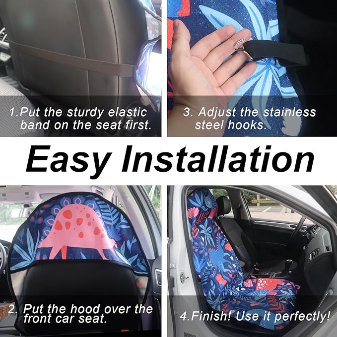 nbnhxnff Sweat Towel Car Seat Cover Protector Front Seats for Gym Workout, Running, Swimming, Beach and Hiking, Waterproof Universal Seat Cover for Car, Trucks, Van & SUV (Dinosaur, 1pcs Front Seat)