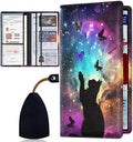 Car Registration and Insurance Card Holder for Women Men, Waterproof PU Leather Glove Box Car Organizer with Magnetic Shut,Vehicle Document Holder for Driver License,Cards,Cat Galaxy With Butterfly's