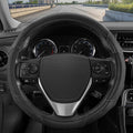Motor Trend GripDrive Carbon Fiber Steering Wheel Cover, Non-Slip Sporty Racing Faux Leather Ergonomic Comfortable Handle, Steering Wheel Cover for Cars Trucks Vans SUV - Fits Standard 15 Inch - Black