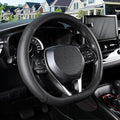 SEG Direct D Shaped Steering Wheel Cover for 14.5-15 inch Flat Bottom Wheels, Breathable Perforated Microfiber Leather, Anti-Slip Grip, Universal Fit for Cars & SUVs, Black