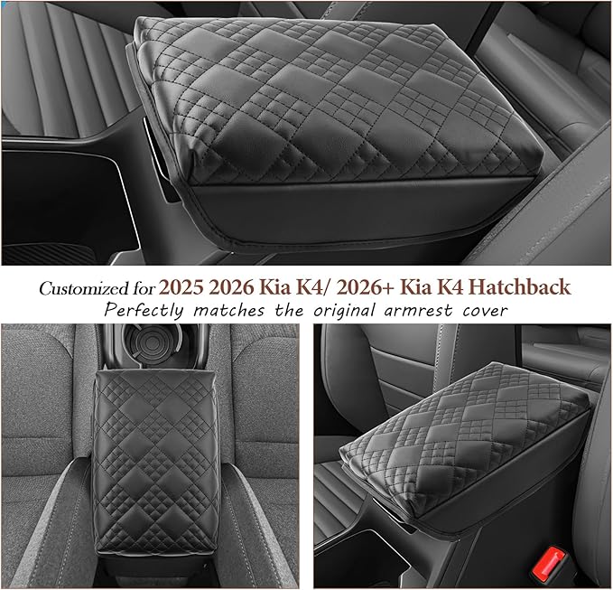 SKTU for 2026 Kia K4 Hatchback Center Console Cover for 2025 2026 Kia K4/2026+ Kia K4 Hatchback Armrest Cover Kia K4 2025 2026 Accessories Soft Console Cushion [Thicken] 2026 K4 Hatchback Seat Box Pad
