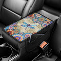 Dreaweet Boho Dragonfly Car Armrest Cover for Women Car Center Console Cushion Pad Easy to Install Car Arm Rest Cover with Pockets Universal Console Covers for Car SUV Trucks Van