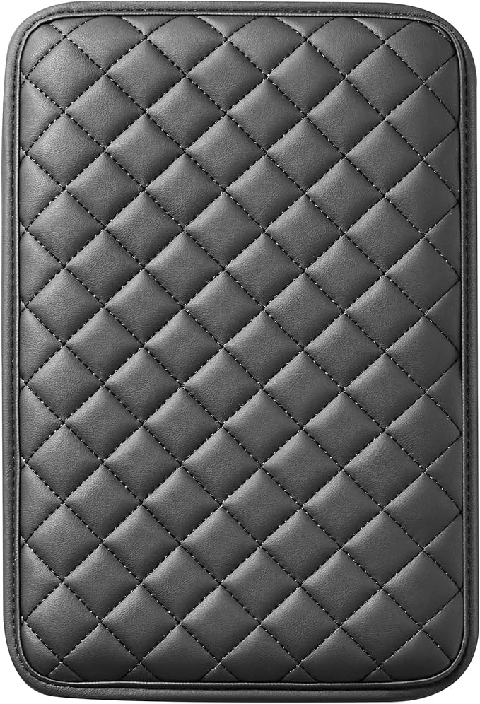 HighnessHwoo Car Armrest Covers, Vehicle Center Console Cover, Middle Storage Organizer Pad, Dog & Cat Paws Protetor, Nappa Leather, Waterproof, Anti-slip, Auto Interior Accessories, Black, Large Size