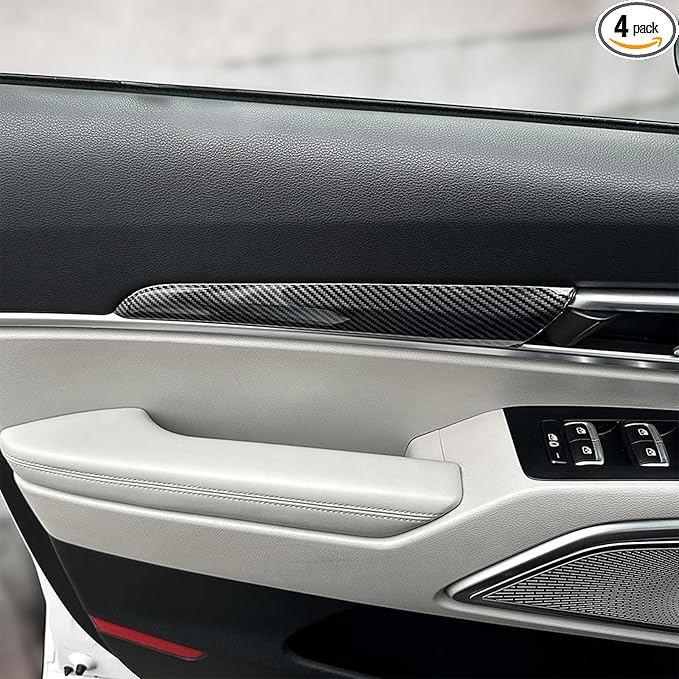 Amzcar Car Door Handle Protector, Car Exterior Door Handle Bowl Cover Trim, Outer Cup Bowl Scratches Protector Decorative, Compatible with Kia Telluride 2020-2024 Accessories (Carbon Fiber Pattern)