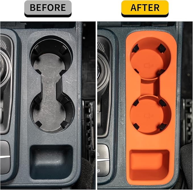 Maxzina Cup Holder Compatible with 2022-2025 2026 Ford Maverick Cup Holder Silicone Insert Center Console Drink Holder Silicone Orange Bottle Holder Interior Decoration for 2024 Maverick Accessories