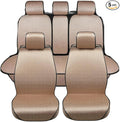 Auto Newer 5 Seats Luxury Breathable Car Seat Cover Full Set Fit Four Seasons of Universal Automotive Vehicle Cushion Cover Compatible with 90% Cars,SUV,Trucks(Full Set Gold Beige)