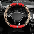 Road Comforts Leopard Steering Wheel Cover - Made with PVC Leather Cheetah Print, D-Shaped Automotive Steering Wheels - Anti-Slip, Universal Fit 14 1/2 inches to 15 inches - Red