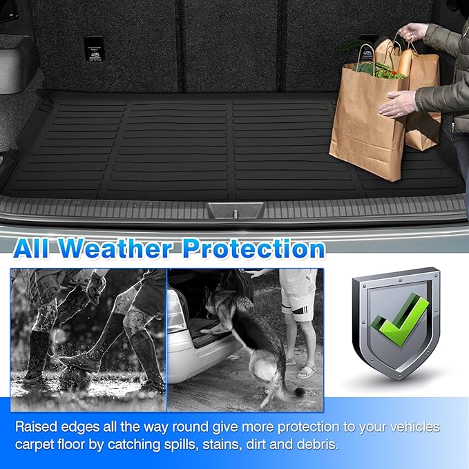 Floor Mats for Volkswagen Tiguan 2018-2023 2024 (Only for 5 Seater) All Weather Cargo Liner for Tiguan Accessories TPE Car Floor Mats Carpet Protection