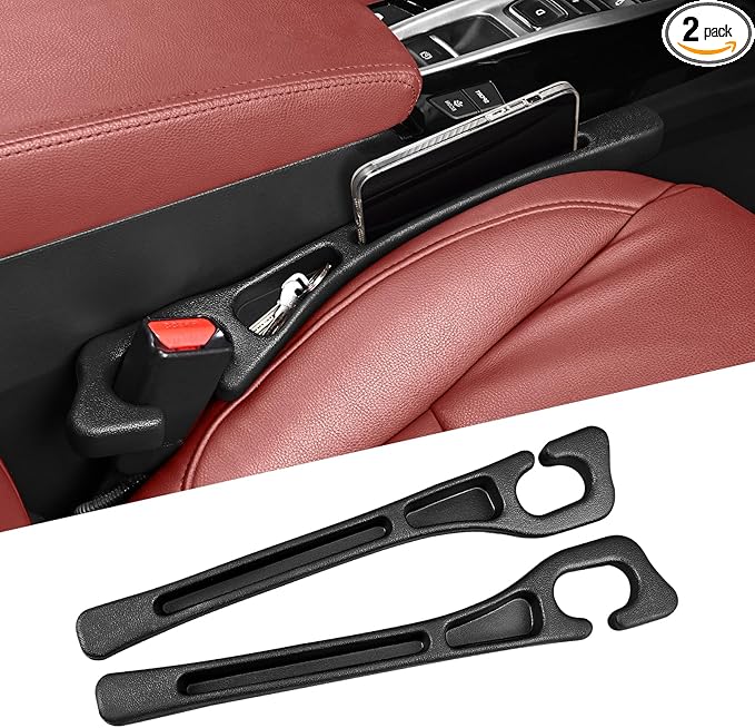 Car Seat Gap Filler, Car Seat Accessories, Car Organizers and Storage with Phone Holder, Car Organizer Fit Sedan SUV Truck Black Set of 2