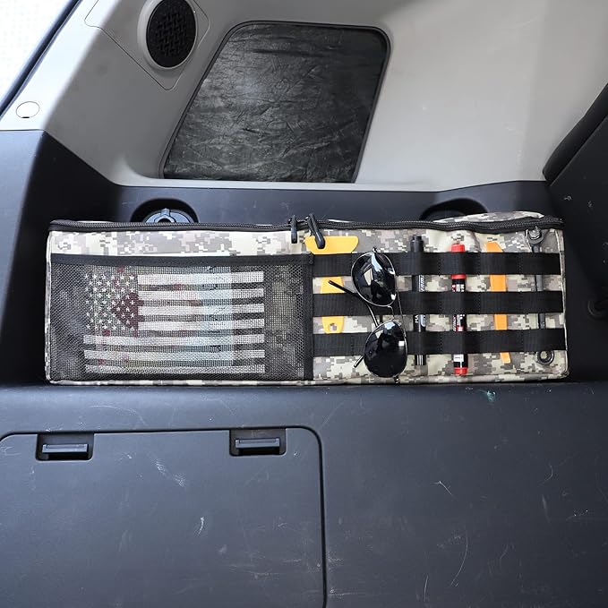 Aunginsy 1PCS Trunk Organizer Compatible with Toyota FJ Cruiser 2007-2021+, Car Left Side Trunk Storage Bag Backseat Hanging Storage Multi-Compartment Space Saving Accessories, With Camouflage Pattern