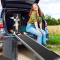 RUBLELITIE Dog Ramp for Cars SUV Truck-17.3x71in Heavy Duty Foldable Wide Outdoor Pet Stairs with Non-Slip Surface Portable Folding Design for Large Dogs Up to 250lbs (63" L x 17.3" W)