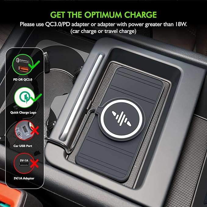 Wireless Car Charger Pad, LANSEMKU 15W Fast Car Wireless Charging Pad for Car Center Console DIY Trim-to-Fit, No Interior Damage,for iPhone 16 15 14 13 12 Pro Max, Samsung S23 S22 (30cm Cable)
