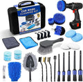 29Pcs Car Detailing Kit,Compelete Car Cleaning Kits Interior Cleaner with Detailing Brushes,Drill Brush Heads,Car Wash Kit with Cleaning Gel,Wash Mitt,Car Hooks,Car Care Gift for Men