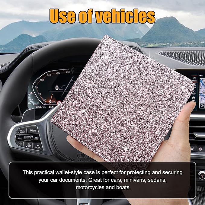 Kewucn Car Registration and Insurance Holder, Leather Auto Glove Box Organizer, Vehicle Compartment Accessories Case for Cards, Driver License & Essential Documents