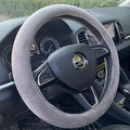 Fluffy Steering Wheel Cover, Short Plush Auto Accessories for Men and Women with Inner Ring Universal 15 Inch (Grey)