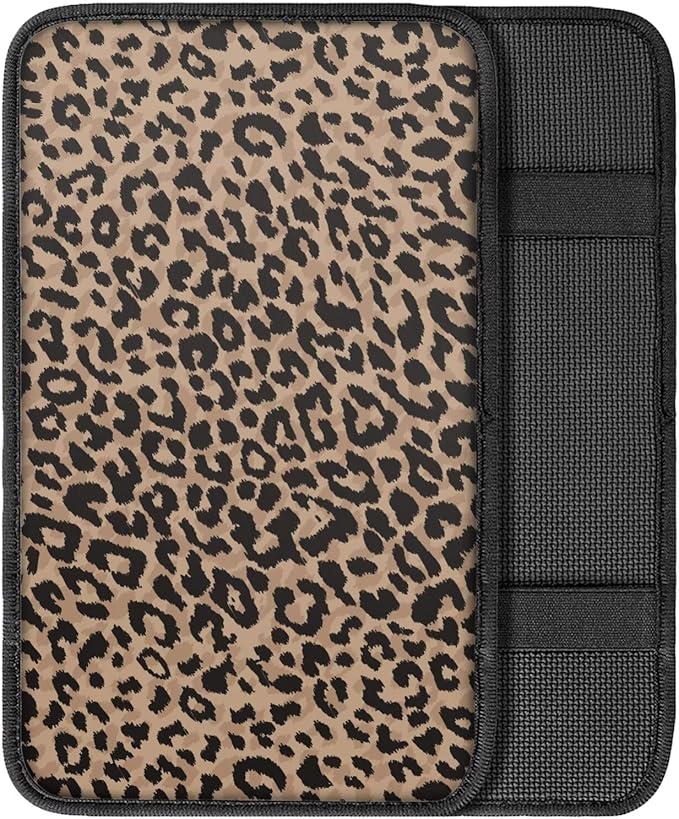 Horeset Brown Leopard Print Auto Console Armrest for Men Women Accessories Interior Decor, Car Center Console Arm Rest Pad Fit Most Vehicle