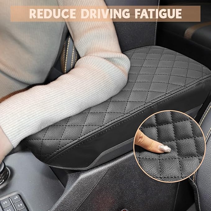 Center Console Cover Compatible with Ford Ranger 2024 2025 2026 XL/XLT/Lariat/Raptor Leather Armrest Box Cushion Cover Middle Console Pad