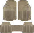WYLF Automotive Floor Mats Climaproof Trimmable Non-Slip Vinyl Floor Mats-Full Set BEIGEfor Cars, Universal Fit, Floor Mats for Sedan, SUV, Truck Floor Mats